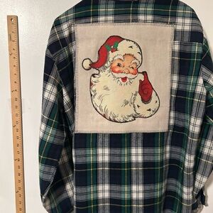 Women’s Upcycled Flannel Christmas Plaid Shirt